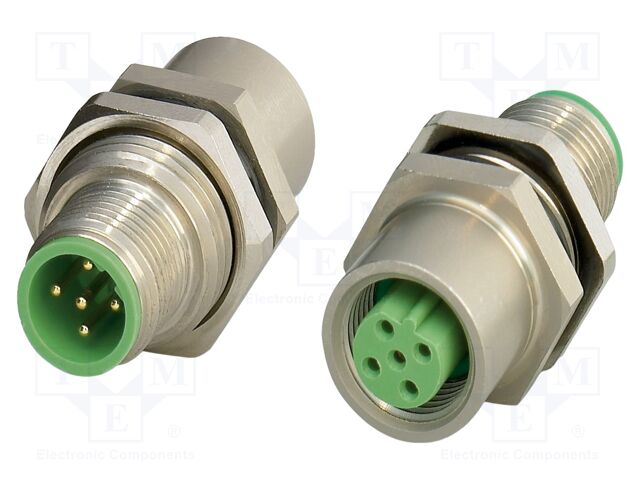 Connector: M12; socket; PIN: 5; 60V; straight; for panel mounting
