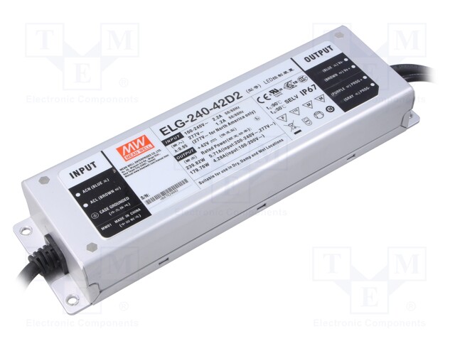 Power supply: switched-mode; LED; 239.82W; 42VDC; 5.71A; IP67
