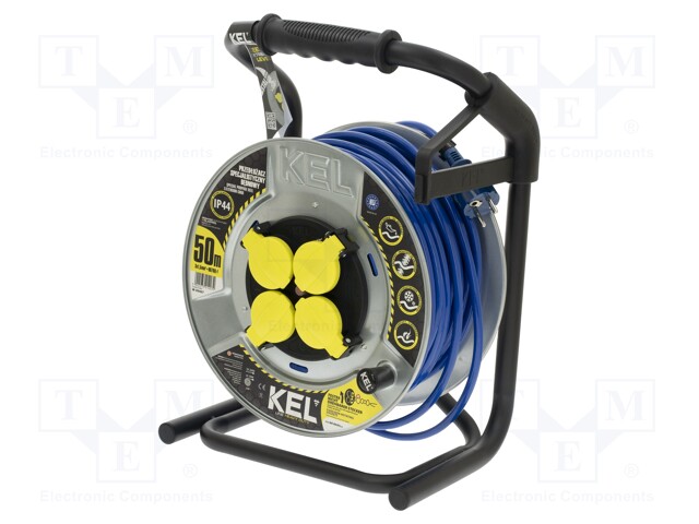 Extension lead; reel,with non-rotating sockets; Sockets: 4; PUR