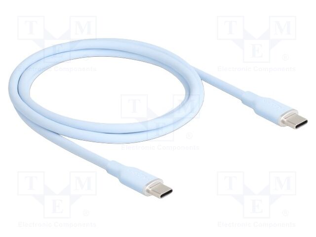 Cable; USB 2.0; USB C plug,both sides; gold-plated; 1m; blue; 60W