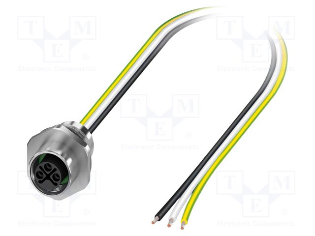 Connector: M12; socket; PIN: 3; female; straight; cables; S; 16A; 2m