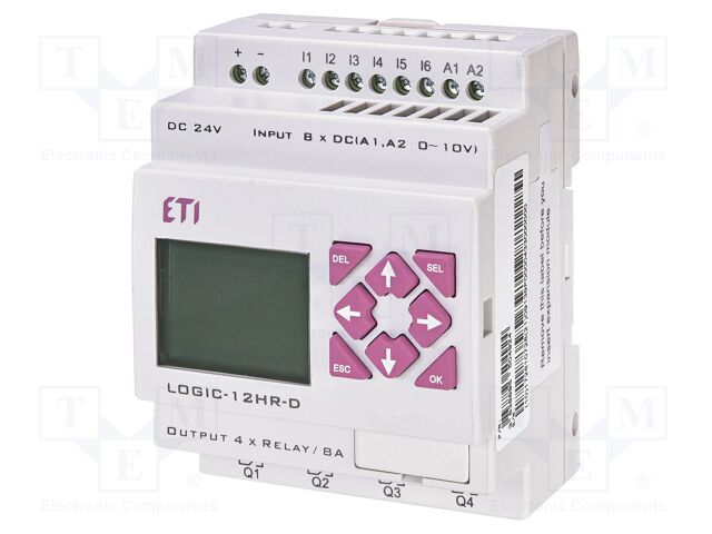 Programmable relay; IN: 8; Analog in: 0; Analog.out: 0; OUT: 4; LOGIC