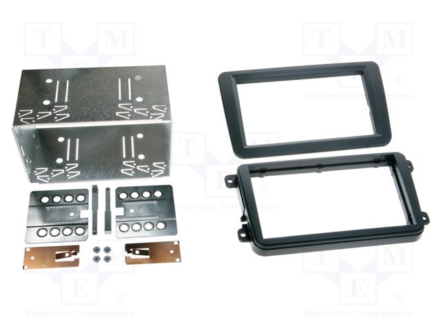 Radio frame; Seat,VW,Škoda; 2 DIN; black/rubber-touch