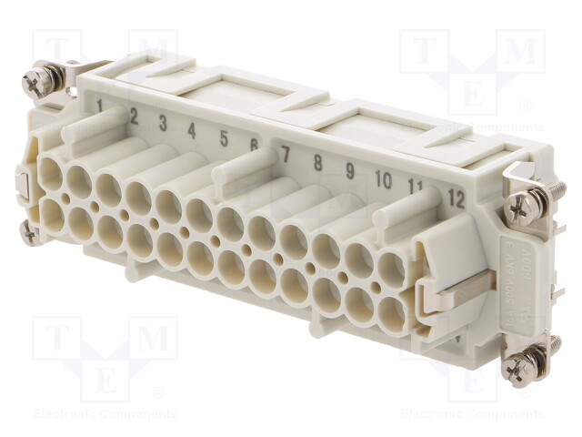 Connector: HDC; contact insert; female; S-EP; PIN: 24; 24+PE; 16A