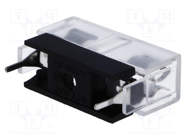 Fuse holder with cover; cylindrical fuses; 5x20mm; 6A; 250V; 20mΩ