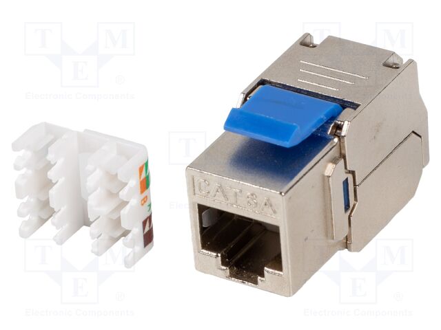 RJ45 module; silver; Cat: 6a; on cable; RJ45 socket; -10÷60°C; 57V