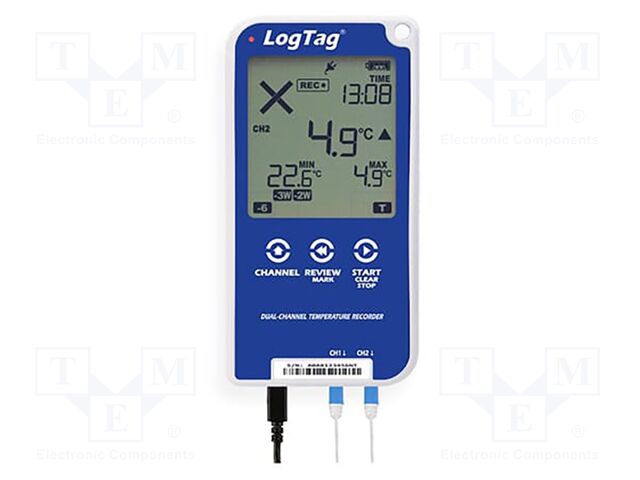 Data logger; temperature (external probe required); IP61; Ch: 2
