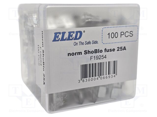 Fuse: fuse; 25A; 32VDC; automotive; 19.09mm; 19.09x5.12x18.87mm