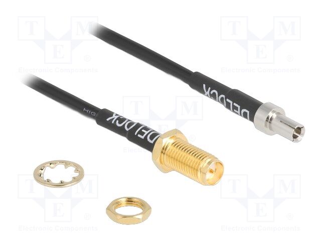 Cable; 220mm; RP-SMA female,TS-9 male; black; Øcable: 2.7mm; 50Ω