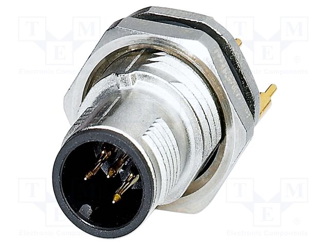 Connector: M12; socket; PIN: 5; male; 60V; straight; THT; A code; 4A