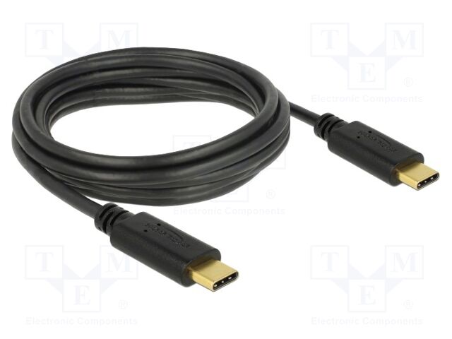 Cable; USB 2.0; USB C plug,both sides; 3m; black; 480Mbps; 3A