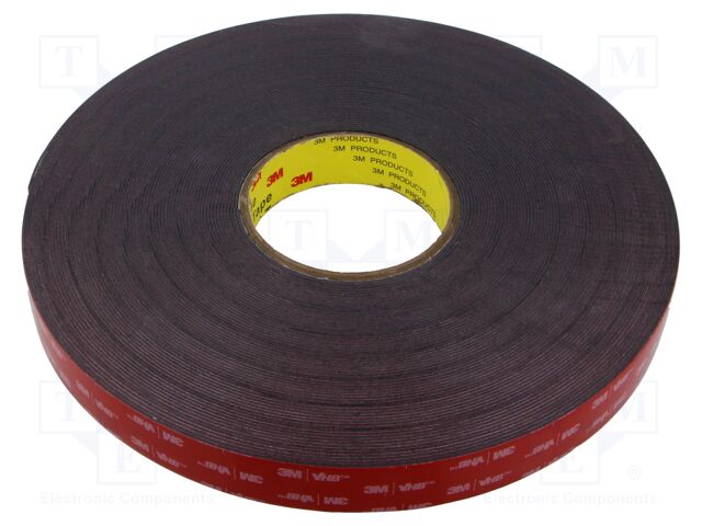 Tape: fixing; W: 25mm; L: 33m; Thk: 1.1mm; acrylic; black