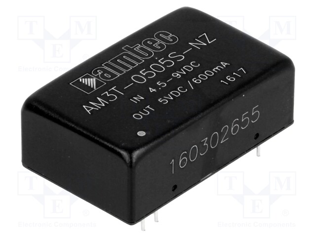Converter: DC/DC; 3W; Uin: 4.5÷9V; 5VDC; Iout: 600mA; DIP24; 14g