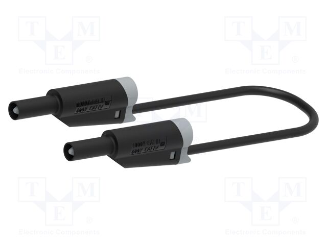 Test lead; 20A; banana plug 4mm,both sides; Len: 1m; black