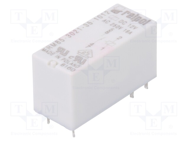Relay: electromagnetic; SPST-NO; Ucoil: 12VDC; 16A/250VAC; 480mW