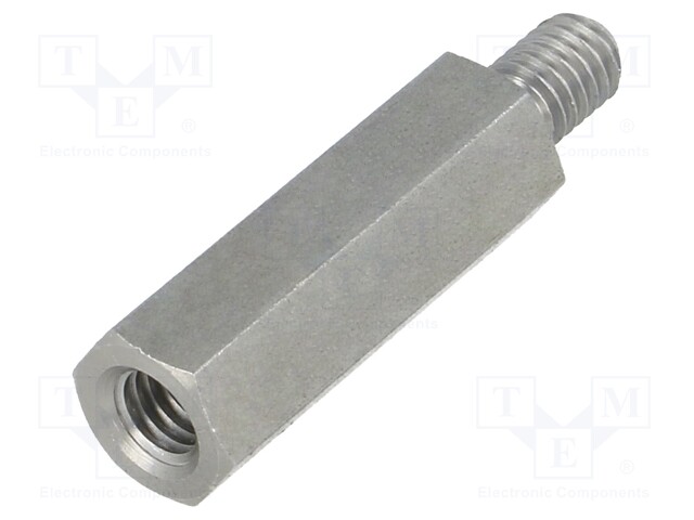 Screwed spacer sleeve; Int.thread: M6; 30mm; Ext.thread: M6
