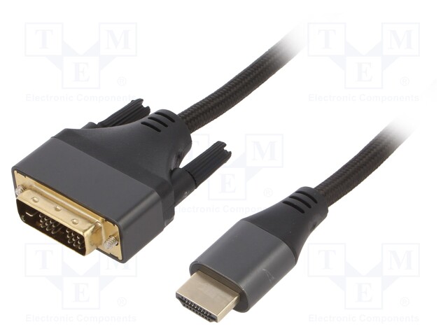 Cable; DVI-D (18+1) plug,HDMI plug; 1.8m; black