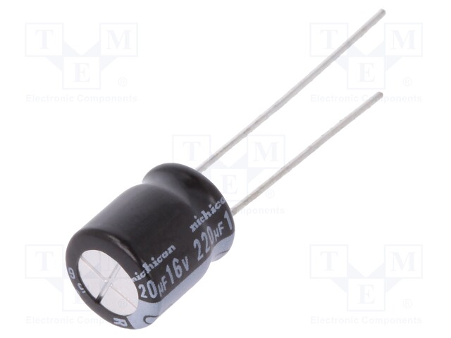 Capacitor: electrolytic; THT; 220uF; 16VDC; Ø8x9mm; Pitch: 3.5mm