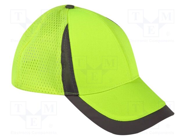 High-visibility cap; adjustable,with net; yellow; polyester