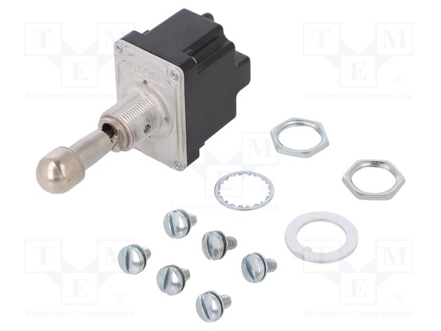 Switch: toggle; Pos: 3; DPDT; ON-OFF-ON; 6A/230VAC; 20A/28VDC; IP67