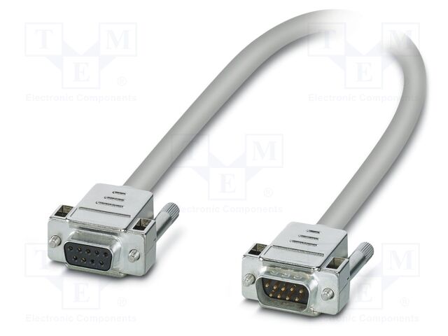 Cable; D-Sub 9pin socket,D-Sub 9pin plug; PVC; Len: 2m; grey; IP54