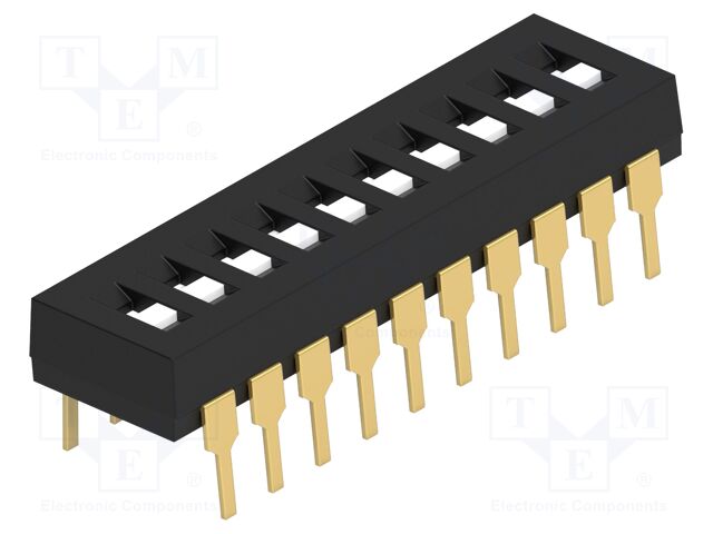 Switch: DIP-SWITCH; Poles number: 10; OFF-ON; 0.025A/24VDC; Pos: 2