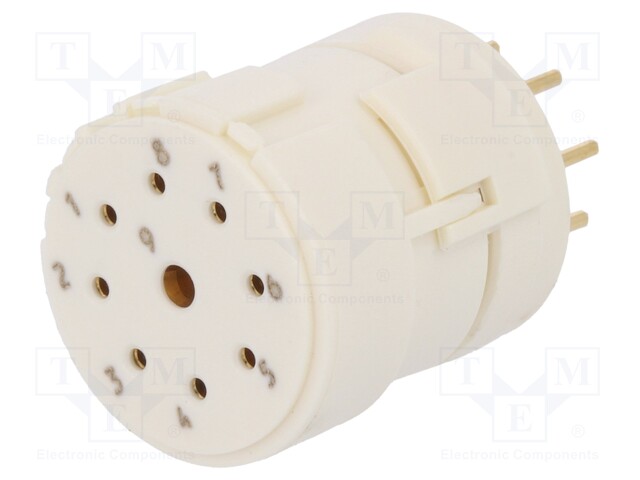 Connector: M23; PIN: 9(1+8); female; THT; 200V; Inom 1: 20A