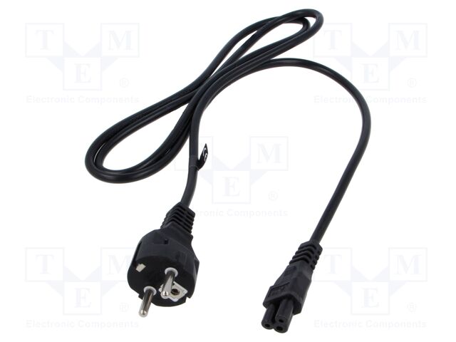 Cable; 3x0.75mm2; CEE 7/7 (E/F) plug,IEC C5 female; PVC; 1.5m