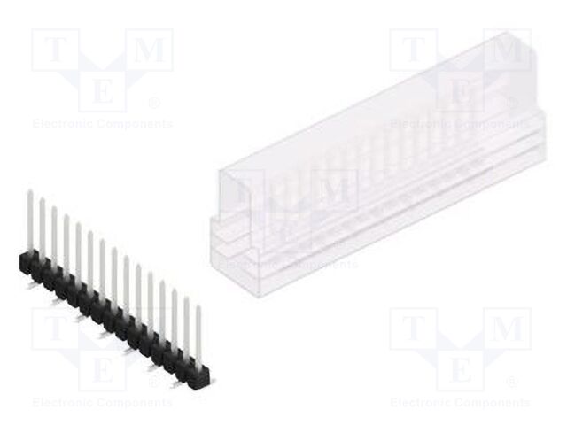 Connector: pin strips; pin header; male; PIN: 15; 2.54mm; SMT; 1x15