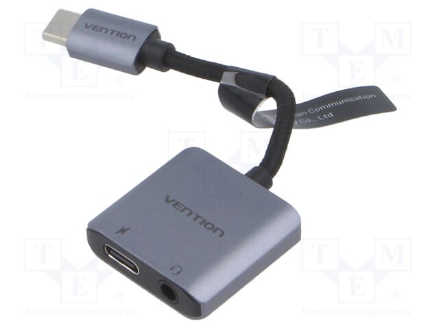 Adapter; Jack 3.5mm socket,USB C socket,USB C plug; 0.1m