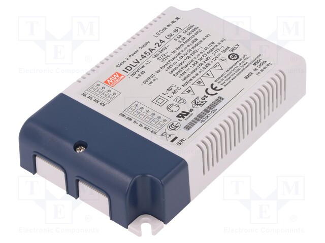Power supply: switched-mode; LED; 45W; 24VDC; 1.88A; 90÷295VAC