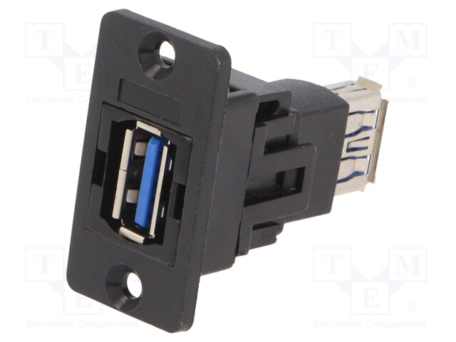 Adapter; USB A socket,both sides; SLIMS; USB 3.0; plastic; 29mm
