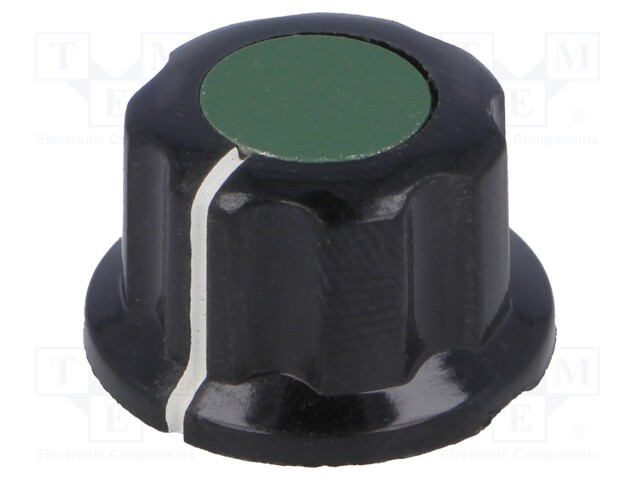Knob; with flange; bakelite; Shaft d: 6.35mm; Ø16.5x11mm; green