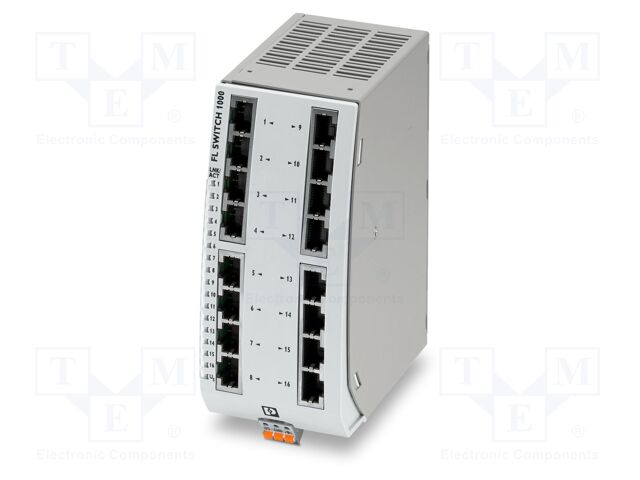 Switch Ethernet; unmanaged; Number of ports: 16; 9÷32VDC; RJ45