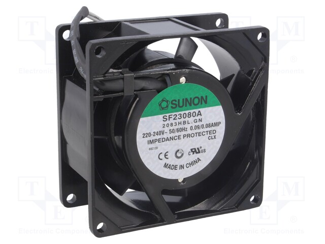 Fan: AC; axial; 230VAC; 80x80x38mm; 40.7(±7%)m3/h; 32dBA; 2400rpm