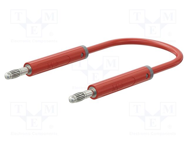 Test lead; 60VDC; 30VAC; 19A; banana plug 4mm,both sides; red
