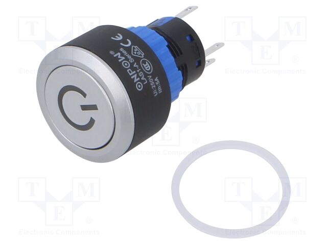 Switch: push-button; Pos: 2; SPDT; 0.5A/220VAC; 1A/24VDC; ON-(ON)