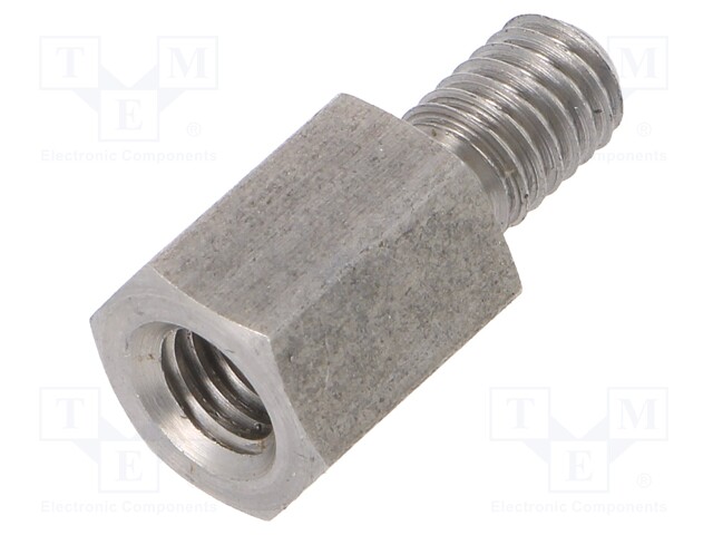 Screwed spacer sleeve; Int.thread: M6; 12mm; Ext.thread: M6
