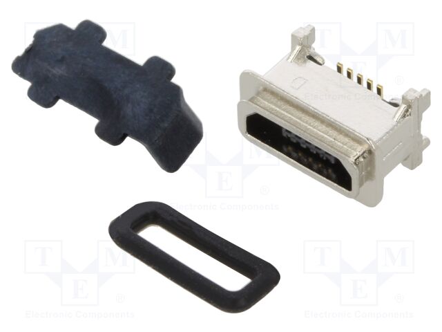 Socket; USB B micro; SMT; PIN: 5; vertical; sealed; USB 2.0; IP67