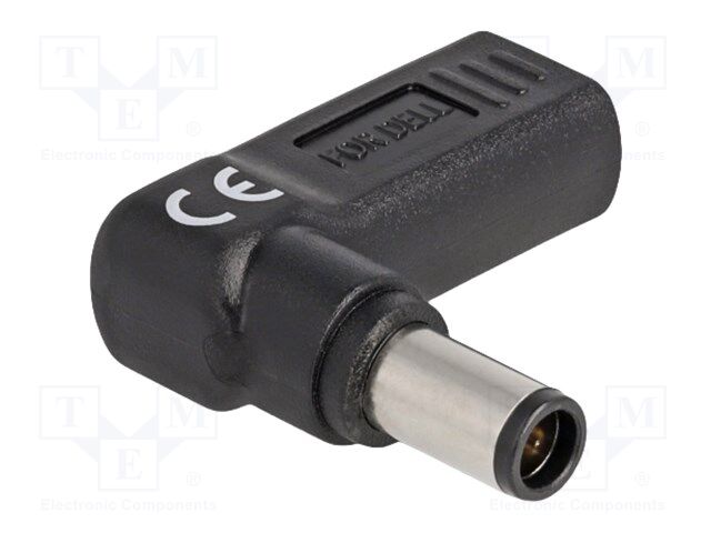 Adapter; USB C socket,DC 7,4/5,0 plug; black; angular; 3A