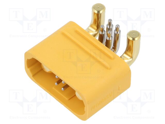 Socket; DC supply; AS150U; male; PIN: 6(4+2); on PCBs; soldering