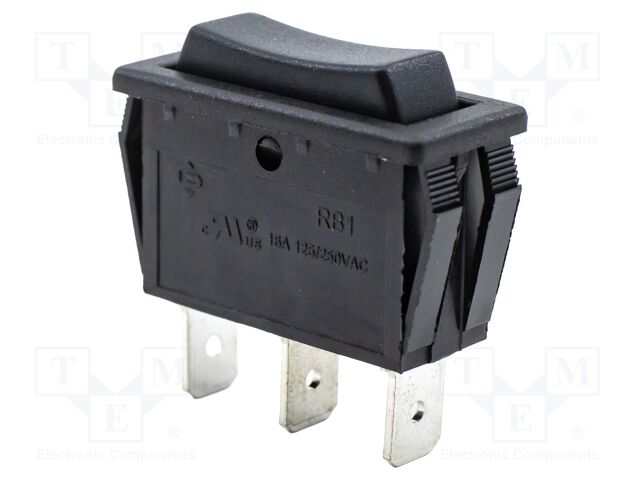 ROCKER; SP3T; Pos: 3; (ON)-OFF-(ON); 16A/250VAC; black; -20÷65°C