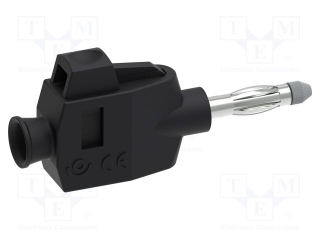 Plug; 4mm banana; 36A; 30VAC; 60VDC; black; non-insulated; on cable