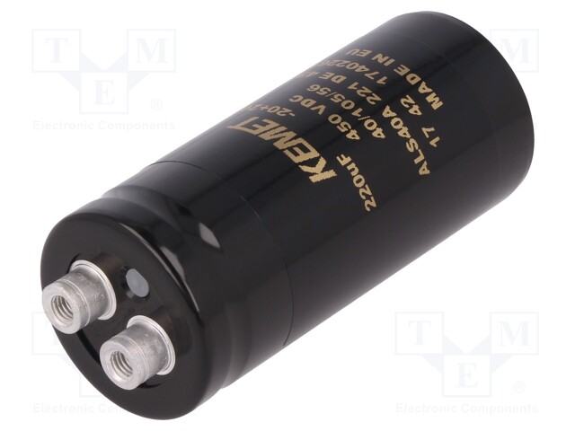 Capacitor: electrolytic; 220uF; 450VDC; Leads: screw; ESR: 487mΩ