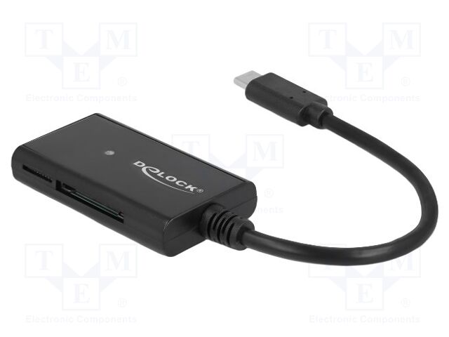 Card reader: memory; microSD,MMC,MS,SD,USB C plug; black; 5Gbps