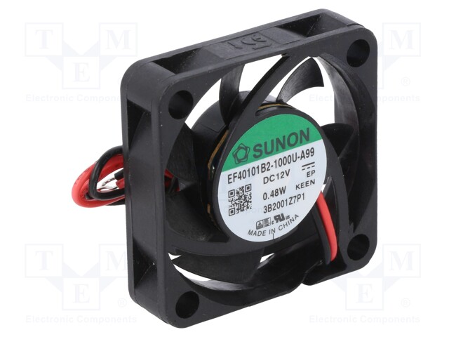 Fan: DC; axial; 12VDC; 40x40x10mm; 9.35m3/h; 17.7dBA; ball bearing