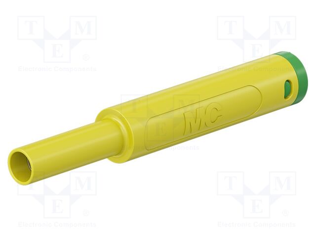 Connector: 4mm banana; socket; 19A; 1kV; yellow-green; soldered