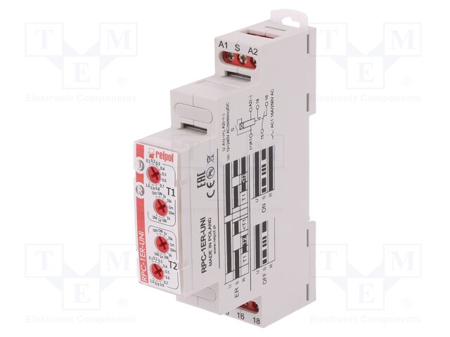 Timer; 1s÷10days; SPDT; 24VDC/16A,250VAC/16A; 12÷240VAC; DIN; IP20