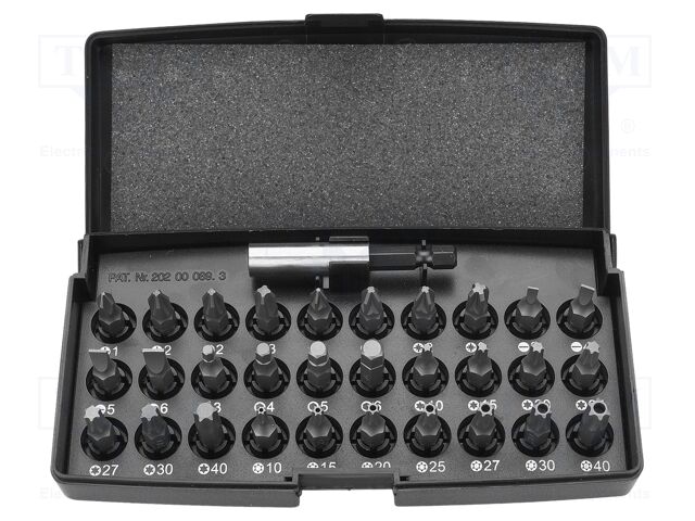 Kit: screwdriver bits; hex key,Phillips,slot,Torx®; 31pcs.