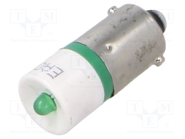 LED lamp; green; BA9S; 28VDC; 28VAC; No.of diodes: 1
